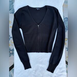 Black Zip-Up Cardigan